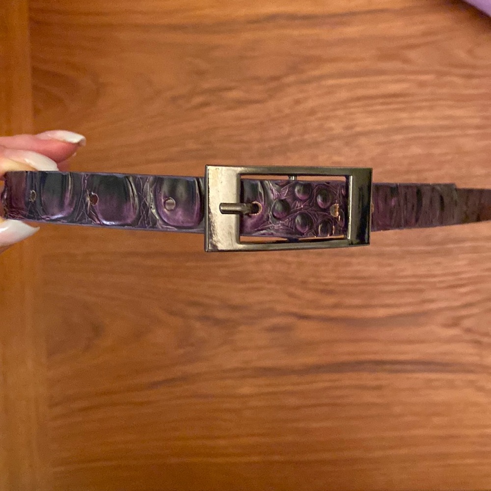 Purple snakeskin skinny belt